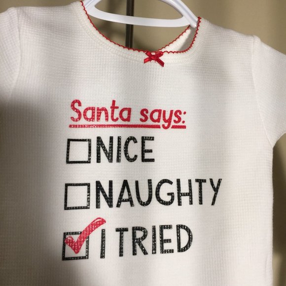 Girls Carter's Santa Says Holiday Long Sleeve Waffle Knit Shirt Size 2T - Picture 3 of 6